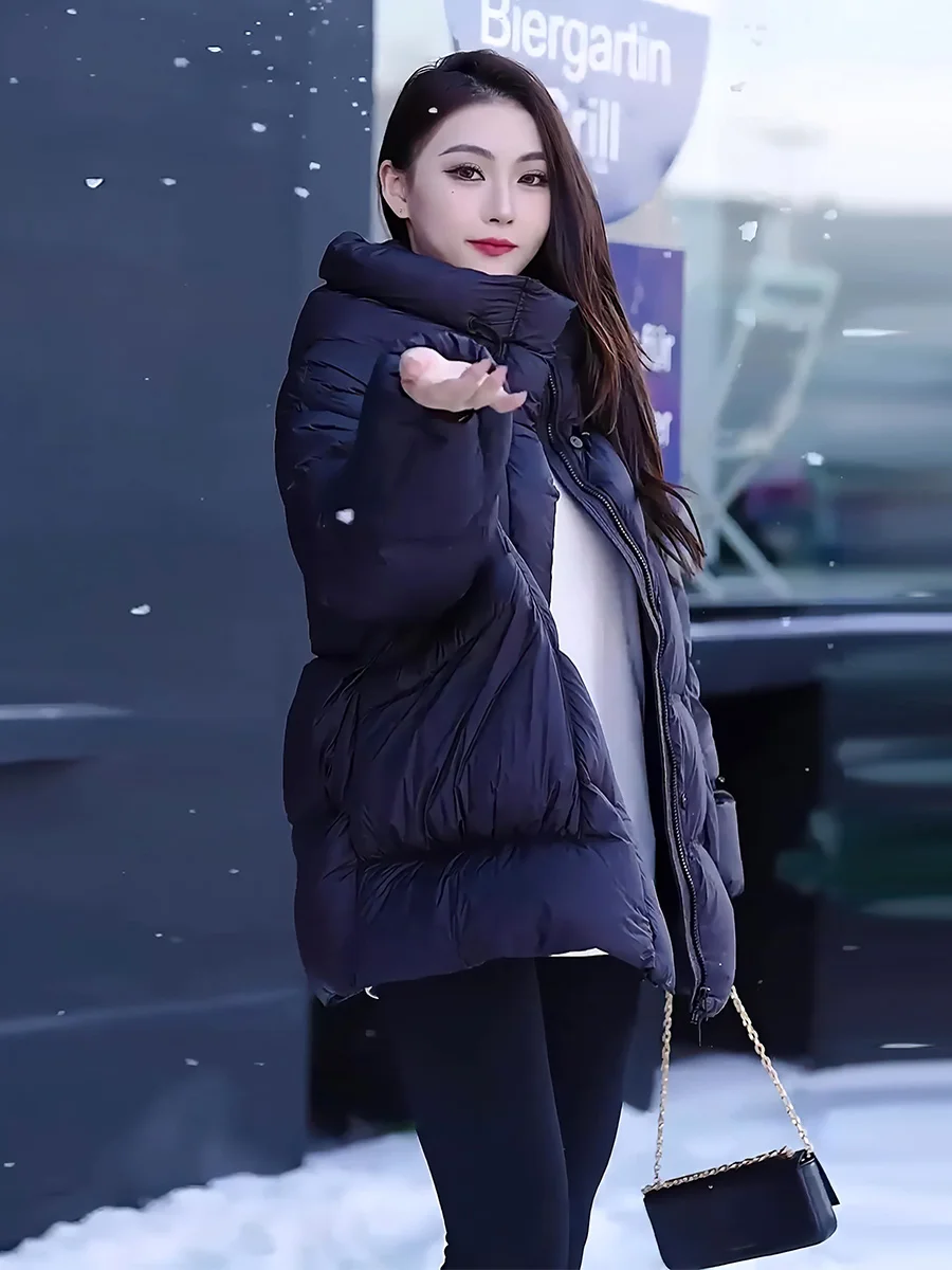 

Women's Thiened White Du down Puffer Jaet Winter Coat Hooded Warm Sli Sweet Sle Regular Length No Brand