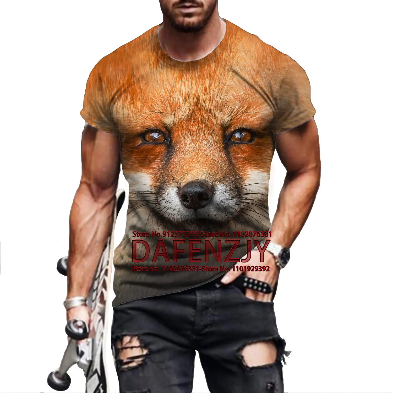 Men's Fox T Shirt 3D Print Shirt Animal Graphic Tees Lovely Pattern Tops Men/Women Cute Puppy Face Tee Funny Pet T-shirt