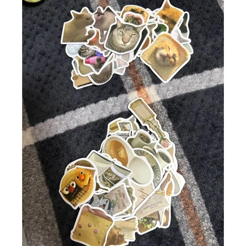 50 pçs engraçado cabeça de gato doodle adesivos decalques à prova dwaterproof água para bagagem guitarra notebook decoração crianças brinquedos clássicos adesivo