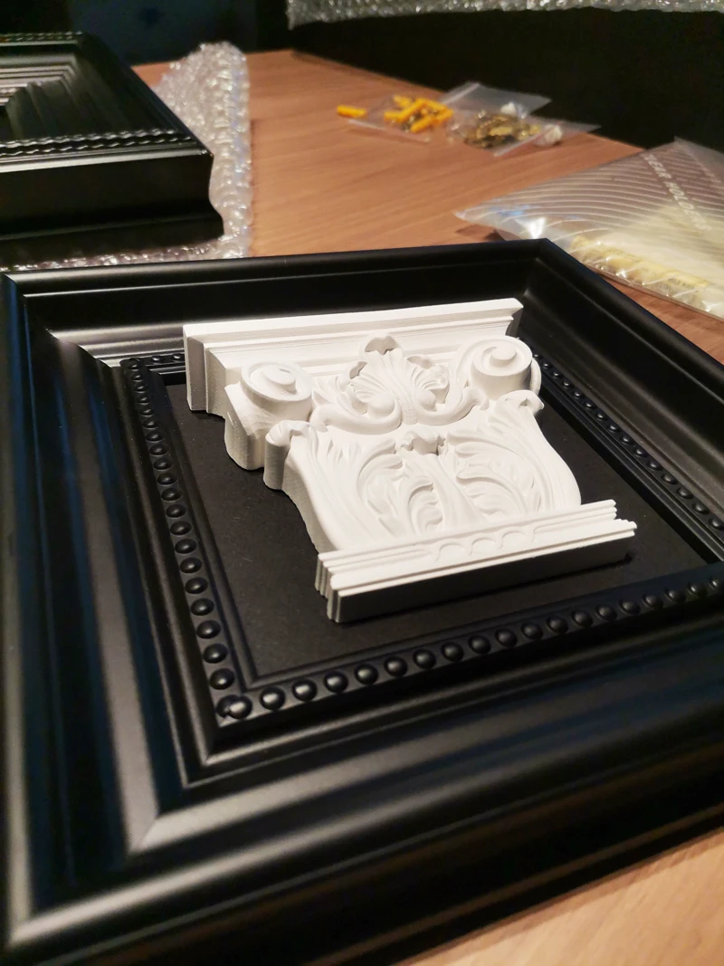 Floral Roman Capitals,3D Relief Sculpture European Style Eco-Friendly Gypsum Foaming Resin Home Decor Frame Painting