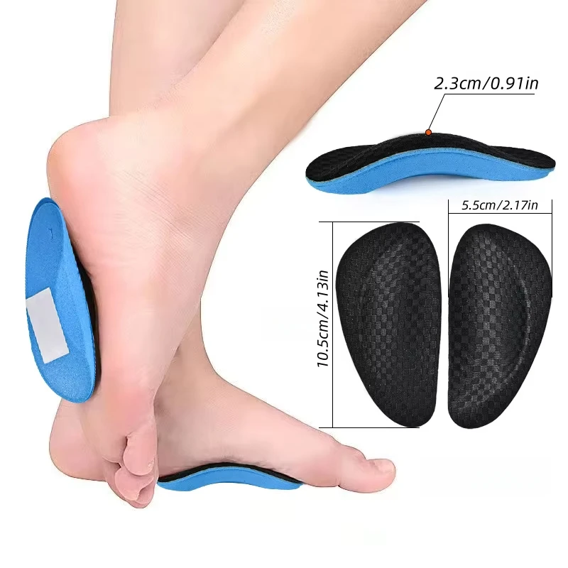 แผ่นรองรองเท้า EVA 1 คู่ รองรับอุ้งเท้าแบบครึ่งวงกลม กันลื่น สำหรับเท้าแบน แผ่นรองฝ่าเท้าแบบสปอร์ต รูปหัวใจ