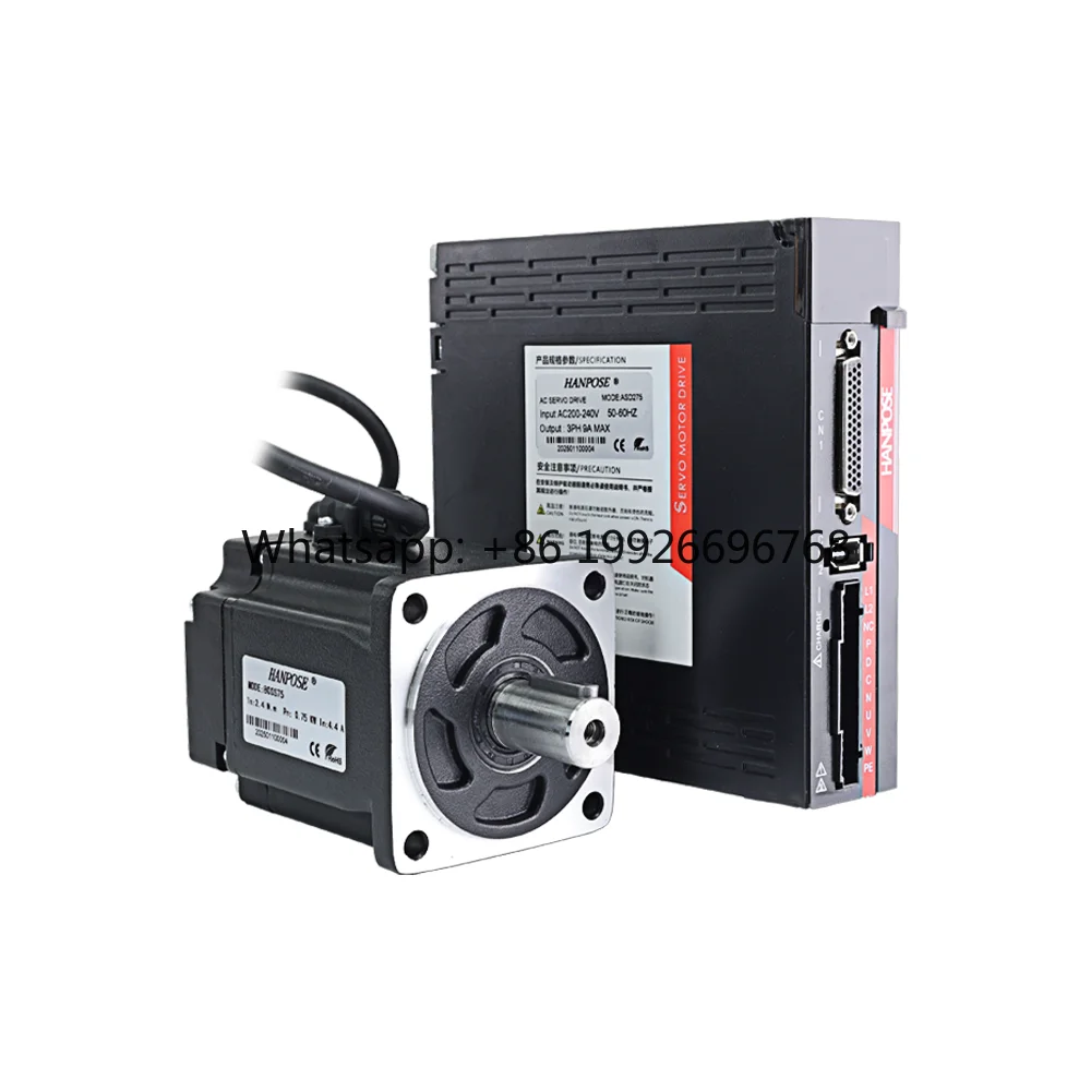 

High Performance 750w Servo Motor Driver CNC Kit 80SS75+ASD275 220v 2.4N.m 4.4A 3000-6000rpm Constant Torque Ac Servo Motor