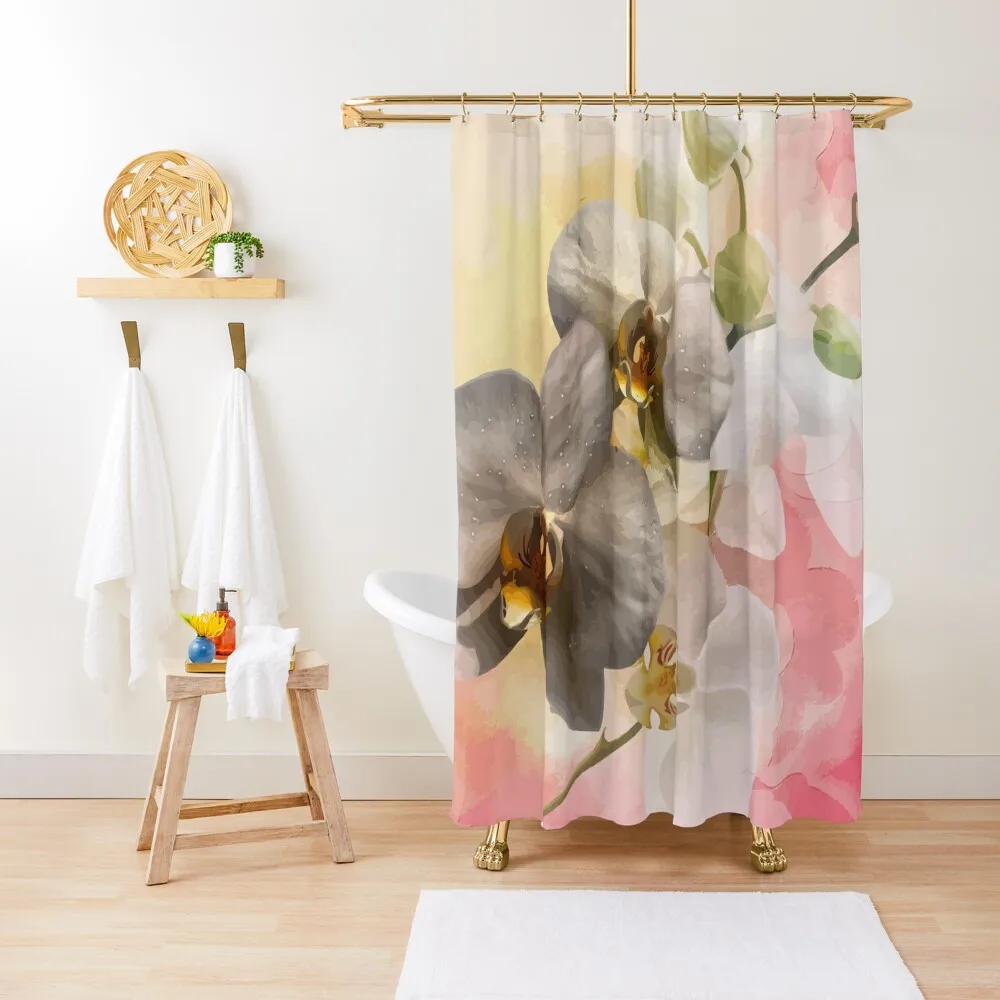 

Pastel orchids Shower Curtain Bathtub Bathroom For Shower Waterproof Bathroom Shower Bathroom Deco Curtain