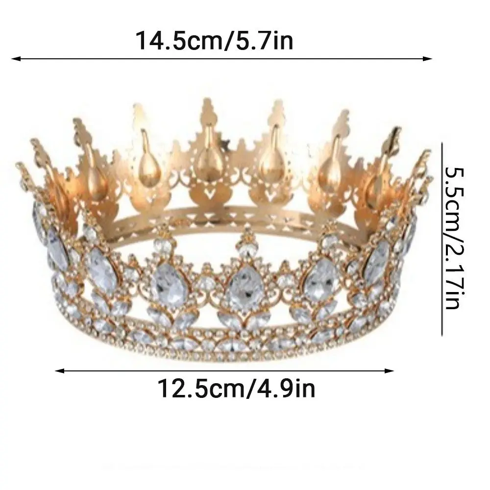 Rhinestone Baroque Pageant Crowns Cake Decorations Round Bridal Crowns Headpieces Sparkling Crystal Cake Topper