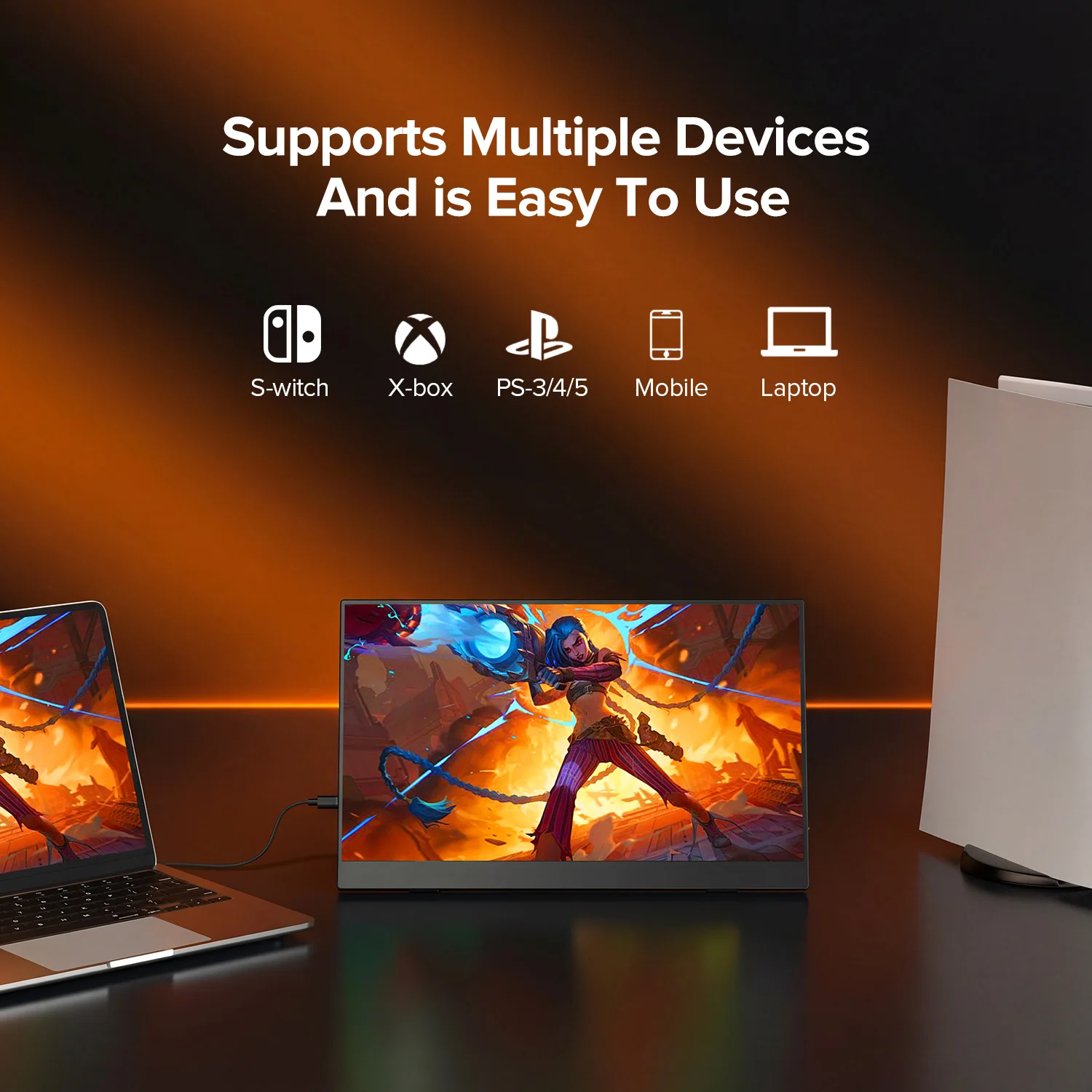 UPERFECT 15.6'' 60Hz 1920*1080 Portable Monitor 16:9 IPS Screen For Laptop XBox PS4 / 5 Switch TV Box PC Extension Mobile MAC