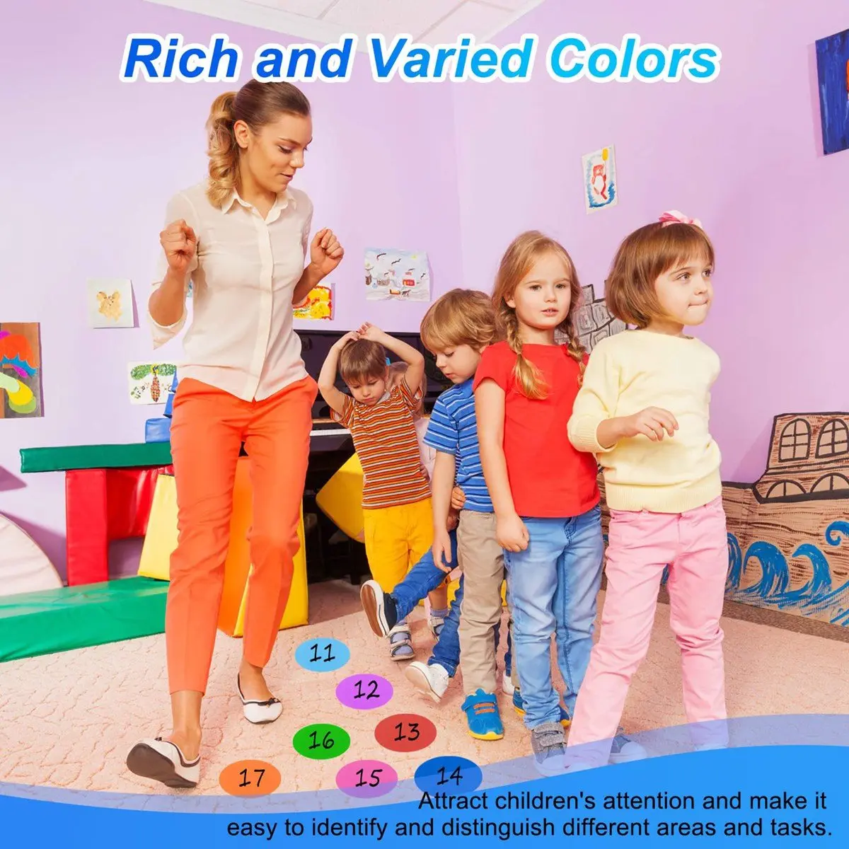 HITL 36PCS Carpet Spot ClaHITLoom Spot Markers, Colorful Circle Carpet Spots for ClaHITLoom, Circles Carpet Markers Stickers