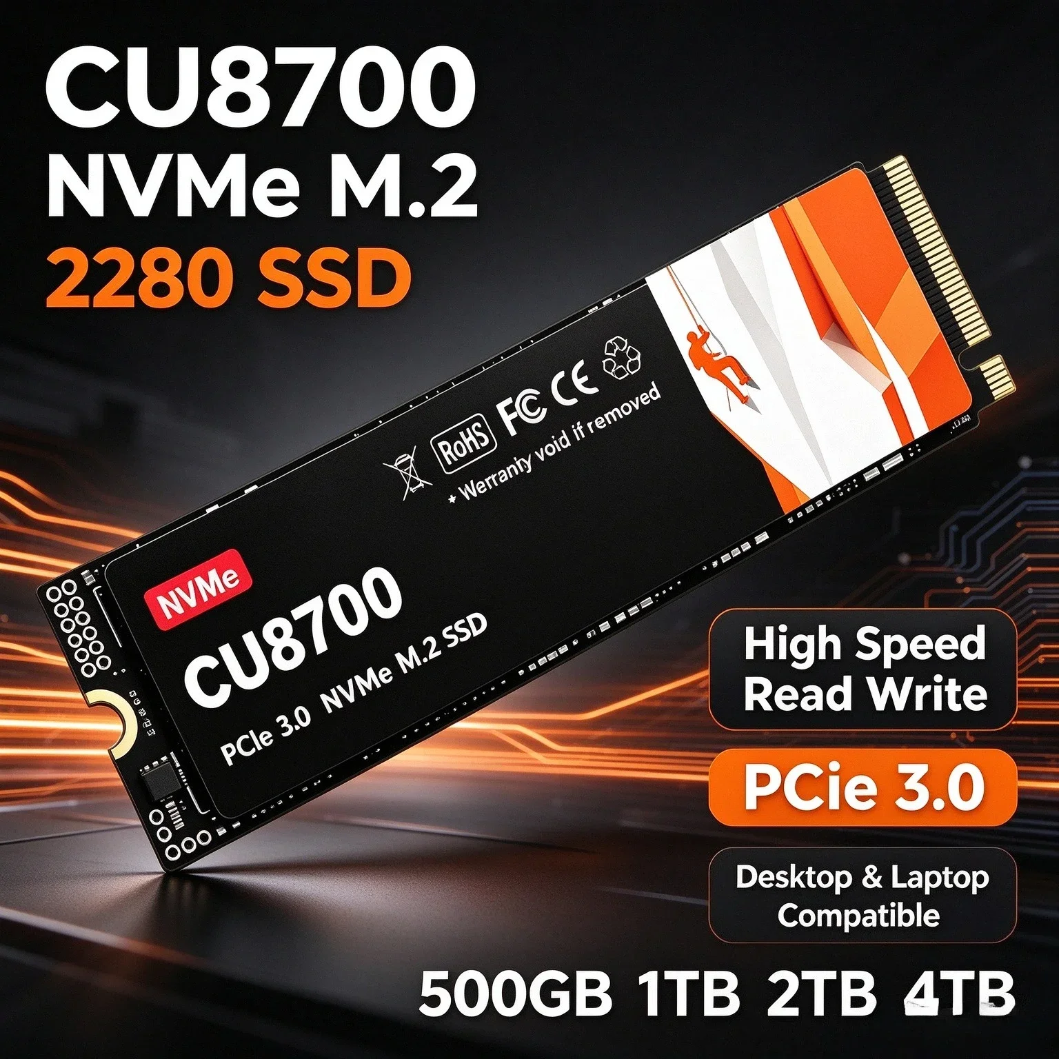 New CU8700 NVMe M.2 2280 SSD 500GB 1TB 2TB 4TB High Speed Read Write Internal Solid State Drive for Desktop Laptop PC
