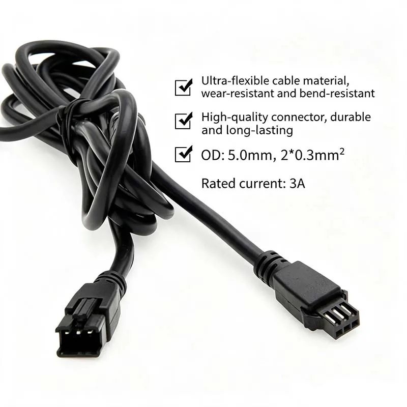 5PCS SM3P3-Pin Extra-Soft Machine Vision Industrial Camera Inspection Light Extension Cable—3-Pin Male-to-Female Adapter Cable