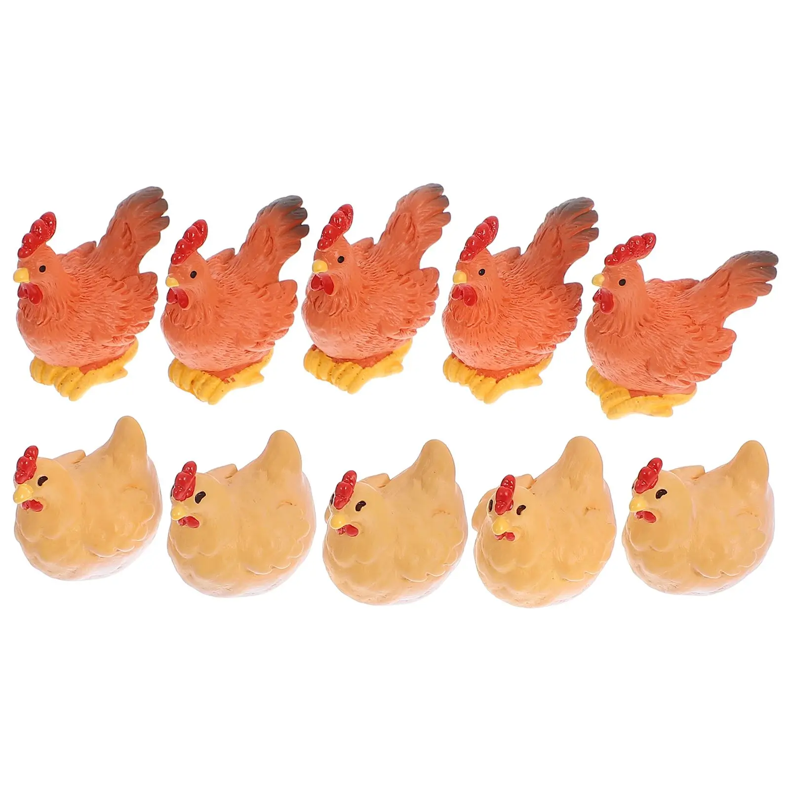 

10Pcs Resin Figurines Farmhouse Chicken Statue Animal Garden Statues Mini Things Decor Garden Patio Kitchen Living Room Mini