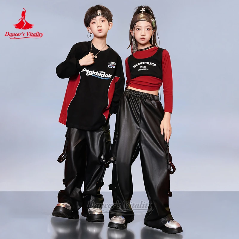 

Комплекты из двух предметов для уличных танцев для мальчиков и девочек-подростков с длинными рукавами, жизненная танцевальная одежда в стиле хип-хоп, одежда для джазовых танцев