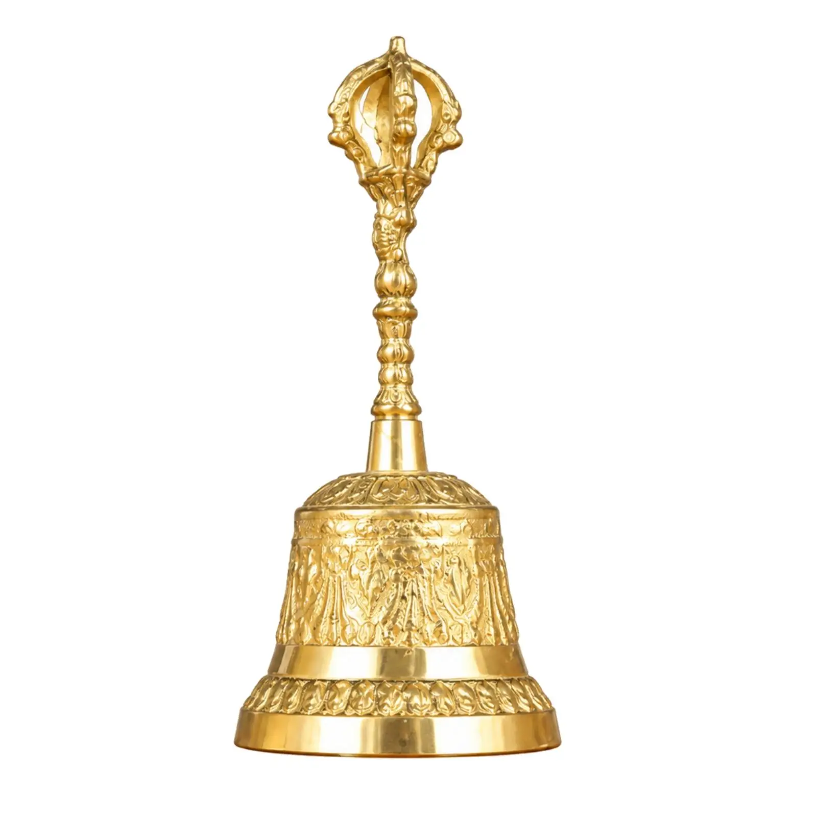 Copper Hand Bell with Handle Easy to Grip Flared Handheld Bell Elegant Clear Sound for Meetings, Display