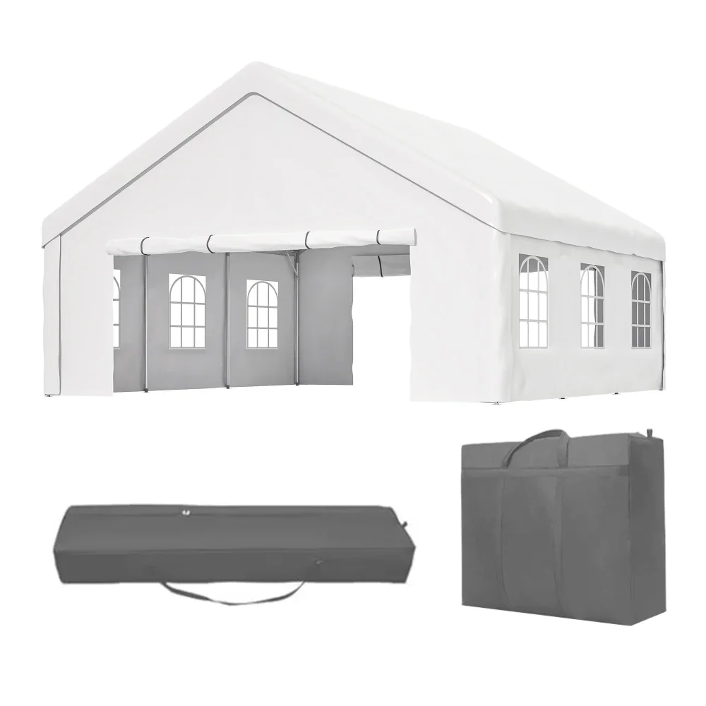 

20x20 FT Party Tent with 2 Storage Bags & Removable Sidewalls, Outdoor Canopy Gazebo for Carport Camping Garden Wedding
