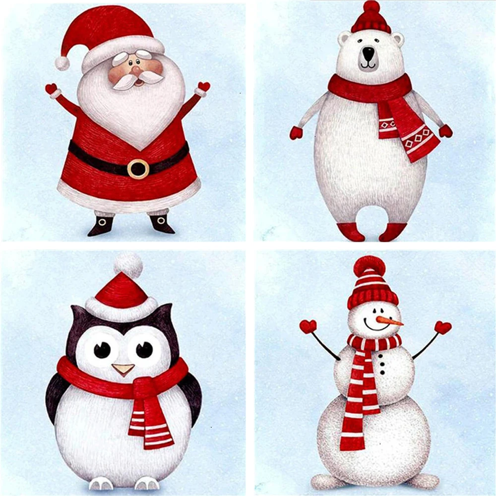 Full Square Round 5D DIY Diamond Painting Christmas Snowman Penguin Diamond Embroidery Animal Rhinestones Mosaic Decoor Painting