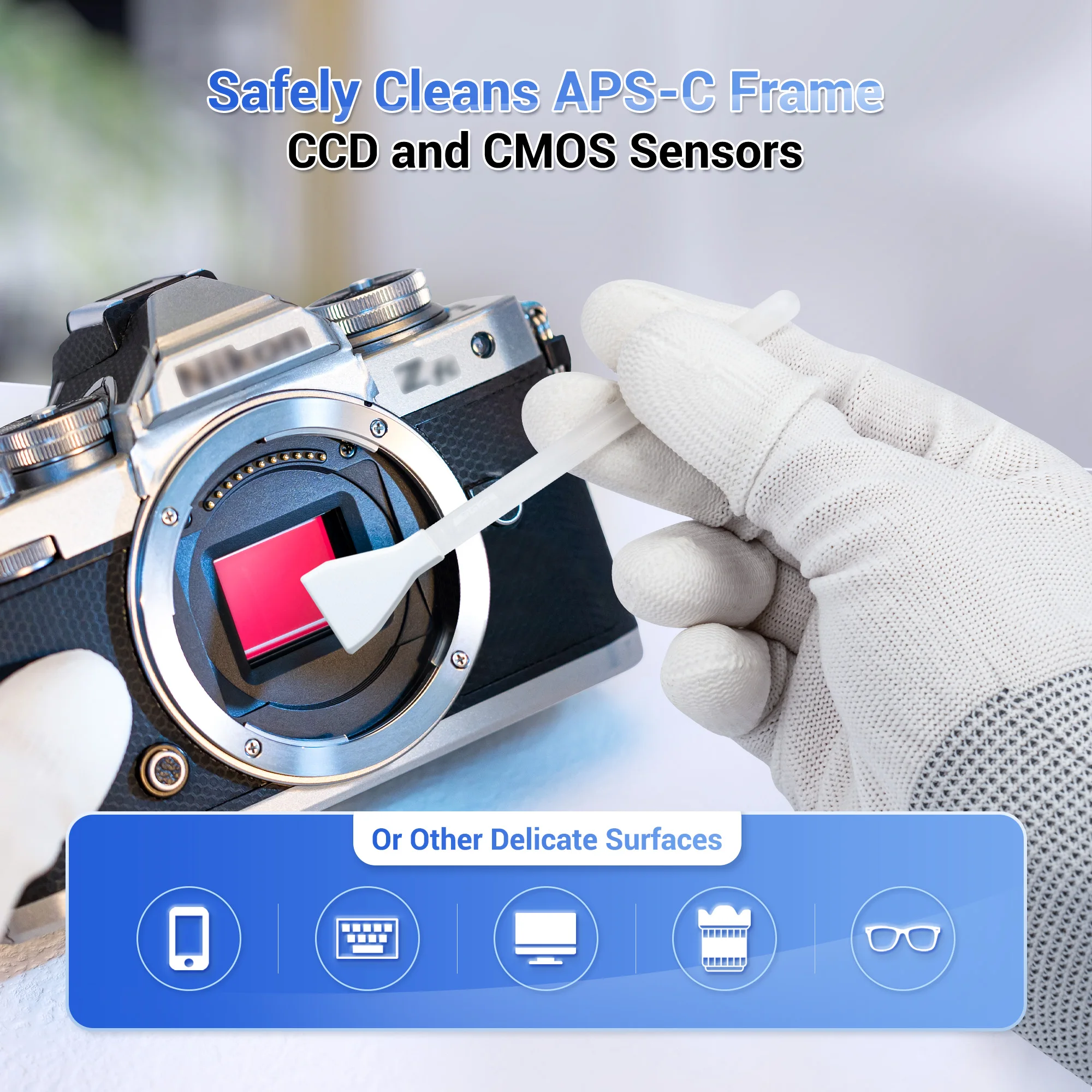 JJC 12pcs Full Frame Sensor Cleaning Swab Cleaning Stick for APS-C Frame Full Frame Sensor CCD CMOS DSLR Lens LCD Screen Swabs