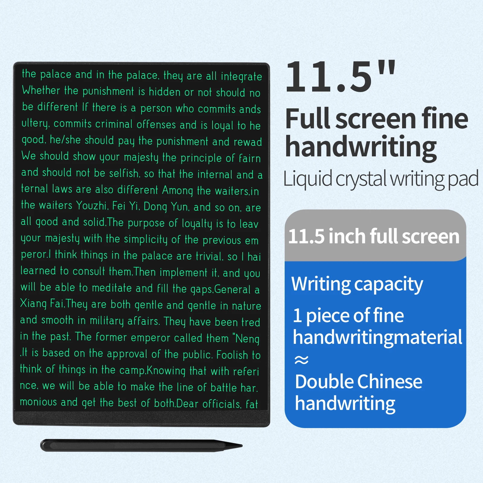 Single-side 11.5 Full Screen Fine Handwriting LCD Writing Tablet Electronic Drawing Board Kids Graffiti Painting Memo Learn Pads