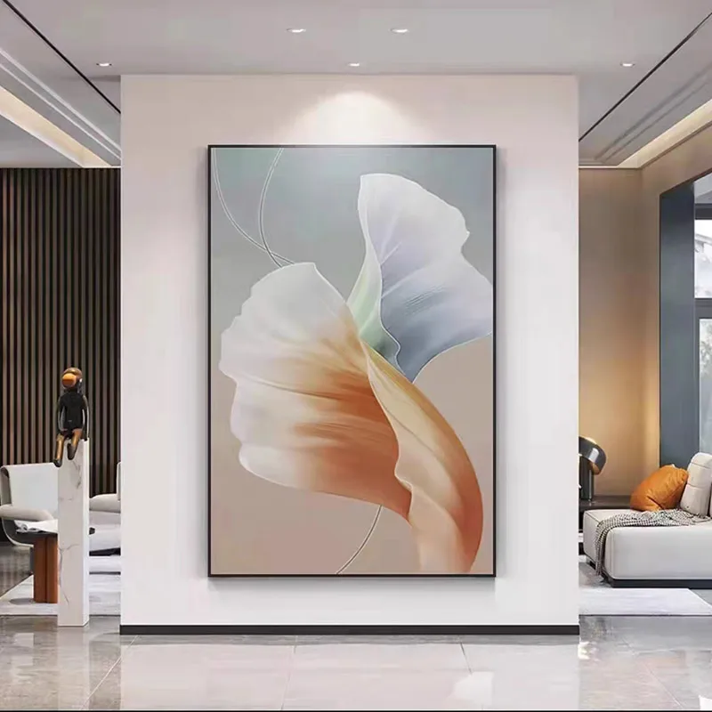 Soft Gradient Petal Art Print - Minimalist Pastel Wall Decor for Living Room Bedroom, High-Quality Printed Poster, Unframed Eleg