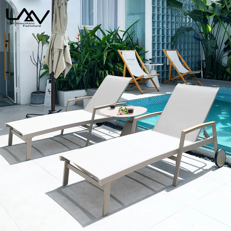 Outdoor swimming pool beach reclining chair furniture Modern Metal frame leisure Hotel Garden Sun bed