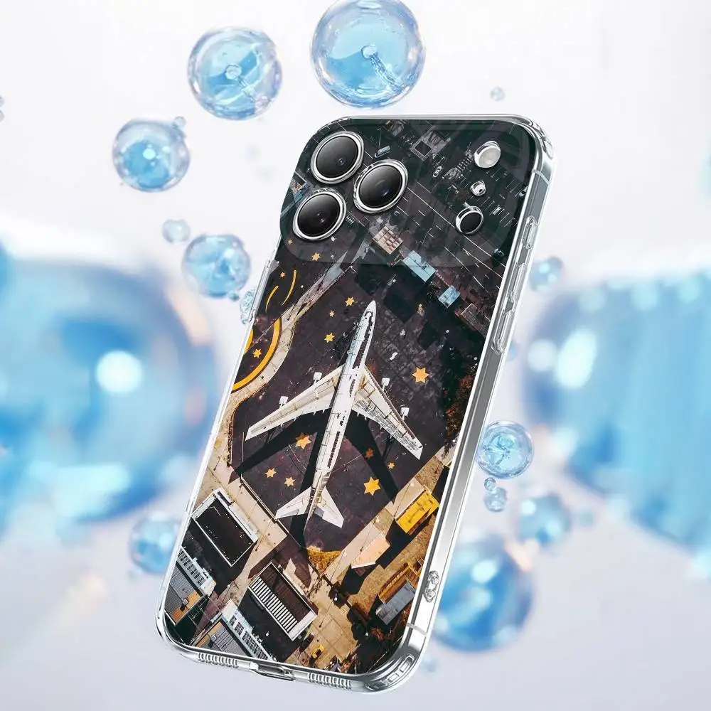 Big Plane Airliner AIRPORT Phone Case For iPhone 17,16,15,14,13,12,11,Plus,Pro,Max,Plus,E,Air,Mini Transparent Cover