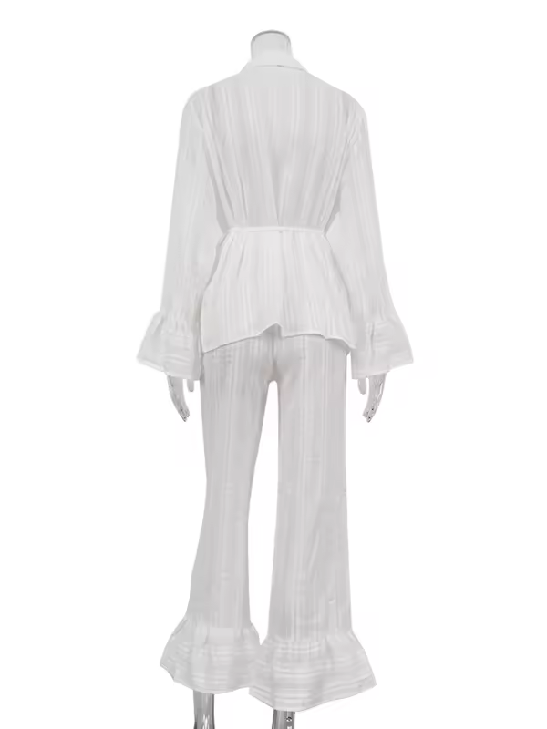 Marthaqiqiq Casual Women Nightgown 2 Piece Suit Long Sleeve Nightwear Turn-Down Collar Sleepwear Pants Loose Home Clothes Ladies - Image 5