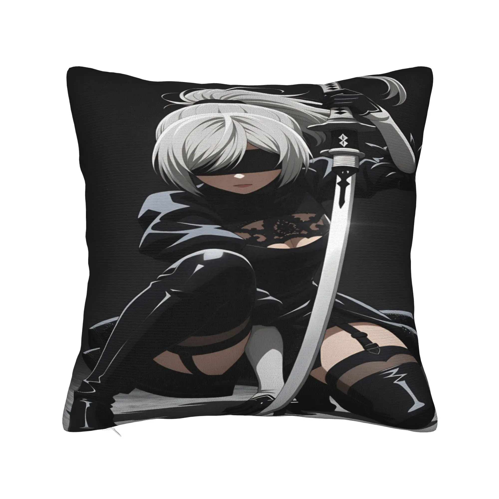 Game N-Nier Automata Pillow Cover  Funny Pillow Case For Living Room Sofa Graphic Cushion Cover Gift Idea