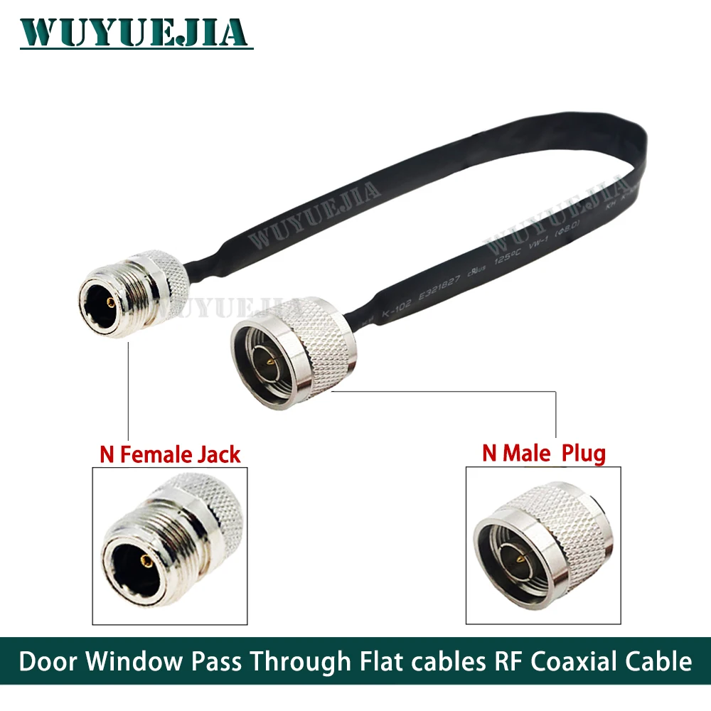 Door Window Pass Through Flat L16 N Male Plug to N Female Jack RF Coaxial Cable 50 ohm RF Coax Pigtail Extension Cord 20~40 CM