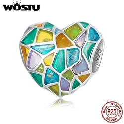 WOSTU 100% argento Sterling 925 arcobaleno chiesa finestra cuore Charms perline per le donne misura gioielli originali collana braccialetto fai da te