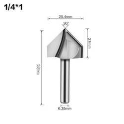 Brocas para enrutador CNC, juego de alta resistencia, grabado de 1/4 pulgadas, 6,35mm, 1 piezas, 42-53mm, ranura en V biselada de 90 grados