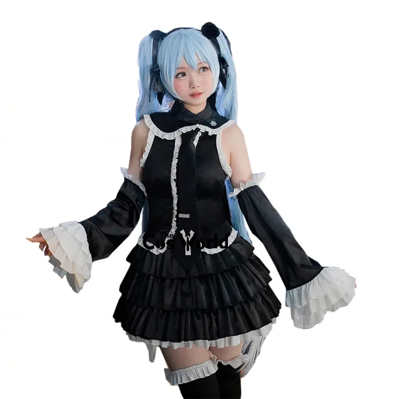 Miku Gothic dress outfits anime cosplay costumes