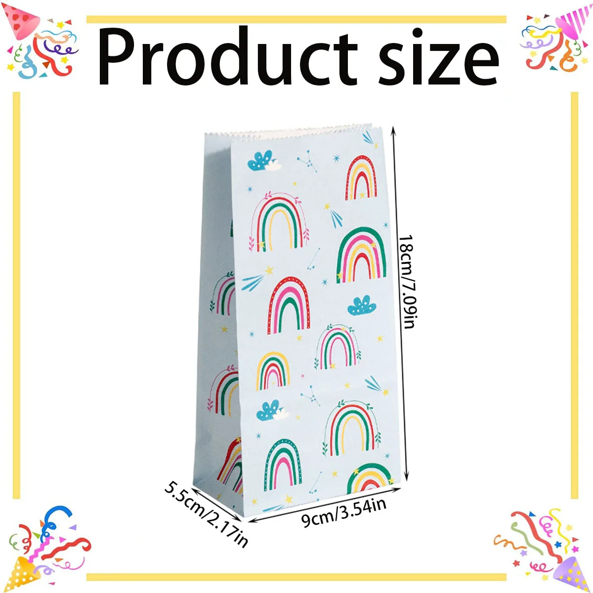 10/20Pcs Rainbow Gift Bags Pink Blue Party Favor Paper Bags Colorful Goody for Candy Birthday Baby Showers Weddings Supplies