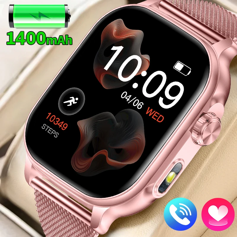 New 1400mAh Ultra Battery Smartwatch Women AMOLED HD Screen Bluetooth Call IP68 Waterproof Men Sport Smart Watch For Android iOS