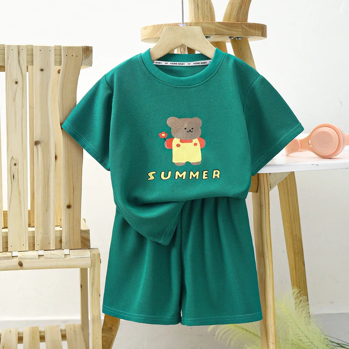 2PCChildren\'s Short Sleeve Set Summer New Boys and Girls T-shirts and Shorts Clothing Set Baby Summer Children\'s Outfits