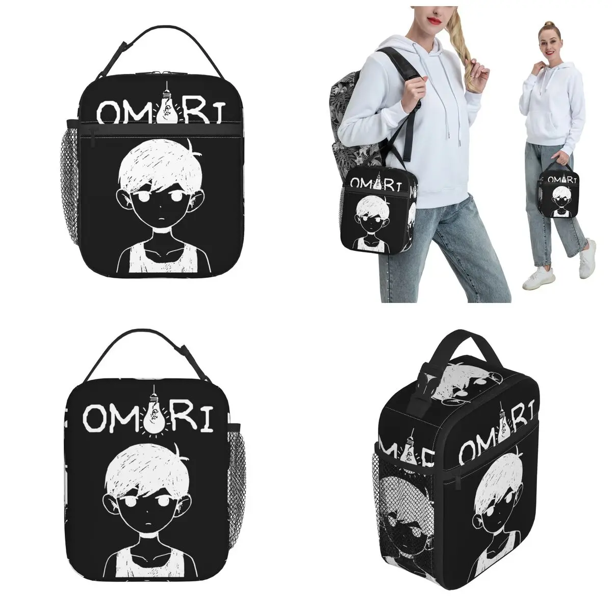 Omori Merch Omori White Thermal Insulated Lunch Bags for Office Portable Food Container Bags Cooler Thermal Lunch Boxes