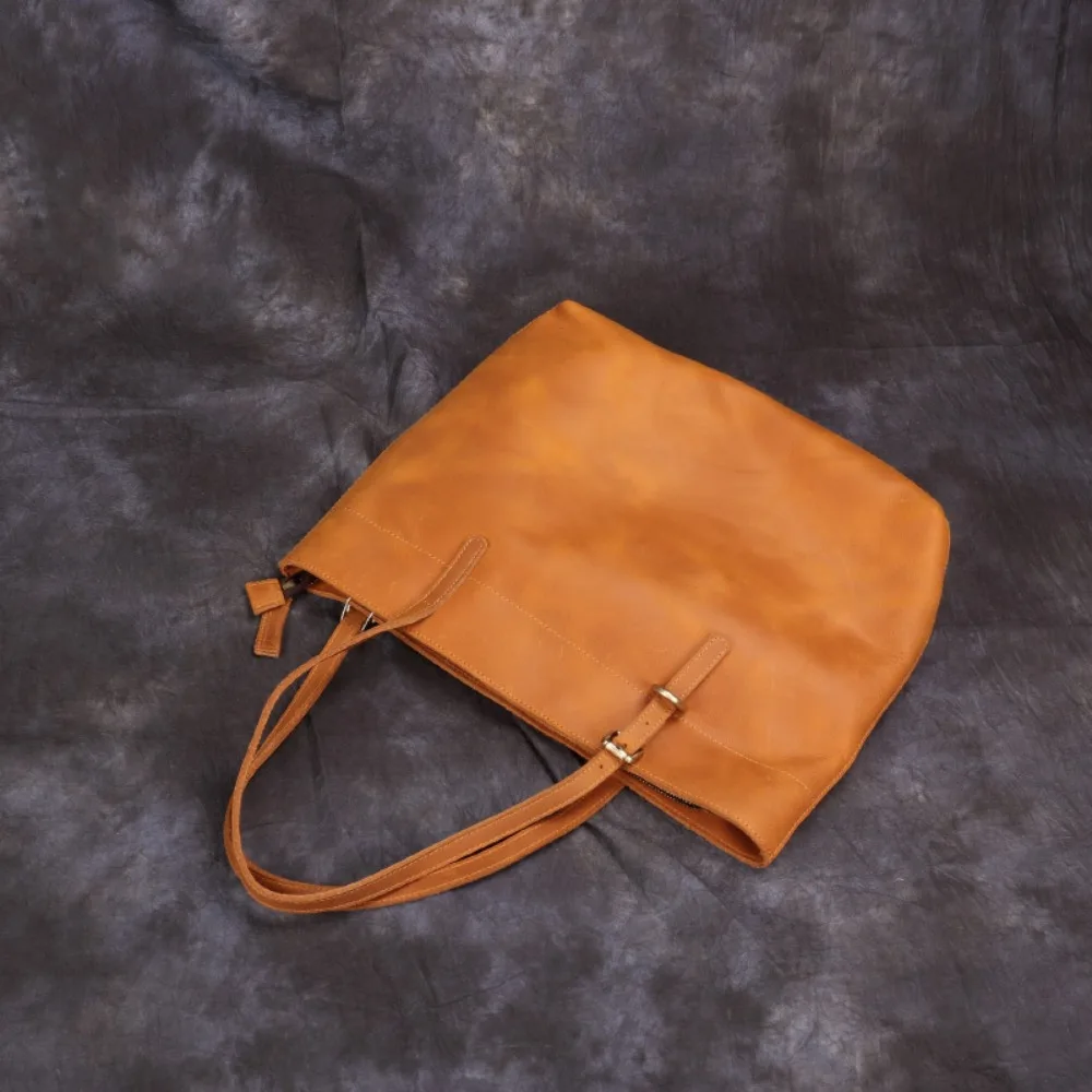 حقيبة يد، حقيبة كتف فاخرة للجنسين، طبقة أولى بسيطة من جلد البقر، حقيبة كتف كمبيوتر متعددة الاستخدامات للسفر المحمول #5