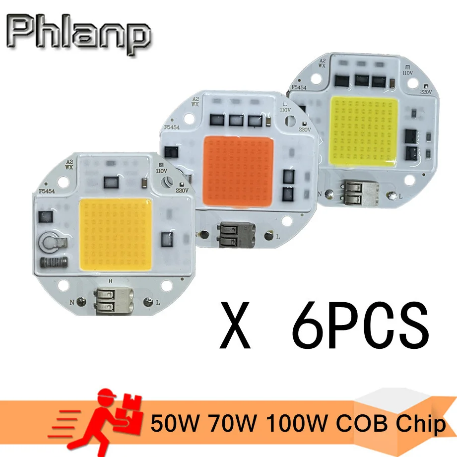 6 stks F5454 110 V 220 V LED Chip 50 W 70 W 100 W COB Chip Geen Behoefte Driver LED Lamp Kralen voor Schijnwerper Spotlight Lampada DIY Verlichting