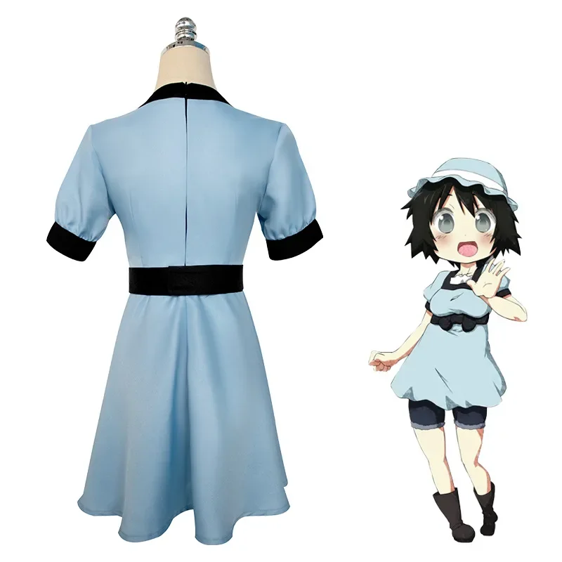 Anime Steins Gate Shiina Mayuri Cosplay Costume Blue Dress with Hat Party Role Play Dresses Halloween Party Clothes