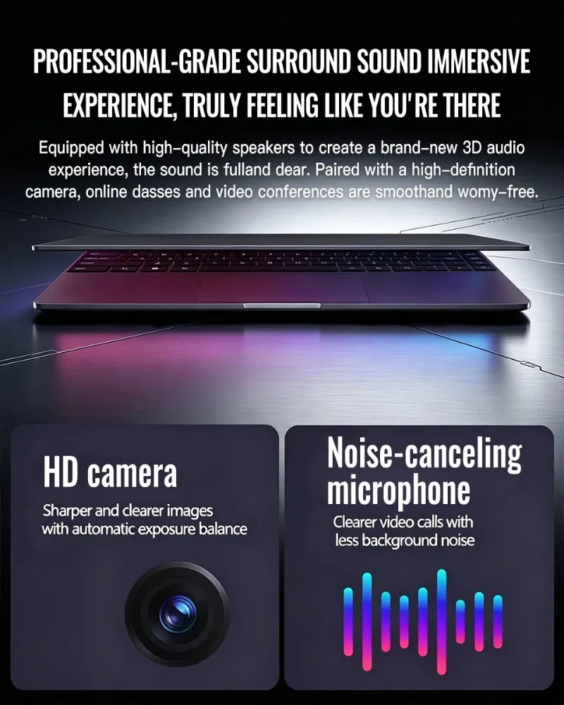 2026 Laptop Intel Core i9-9880H 32GB RAM  2TB SSD 15.6' Office Gaming Laptops Fingerprint UnIock Notebook Protable PC