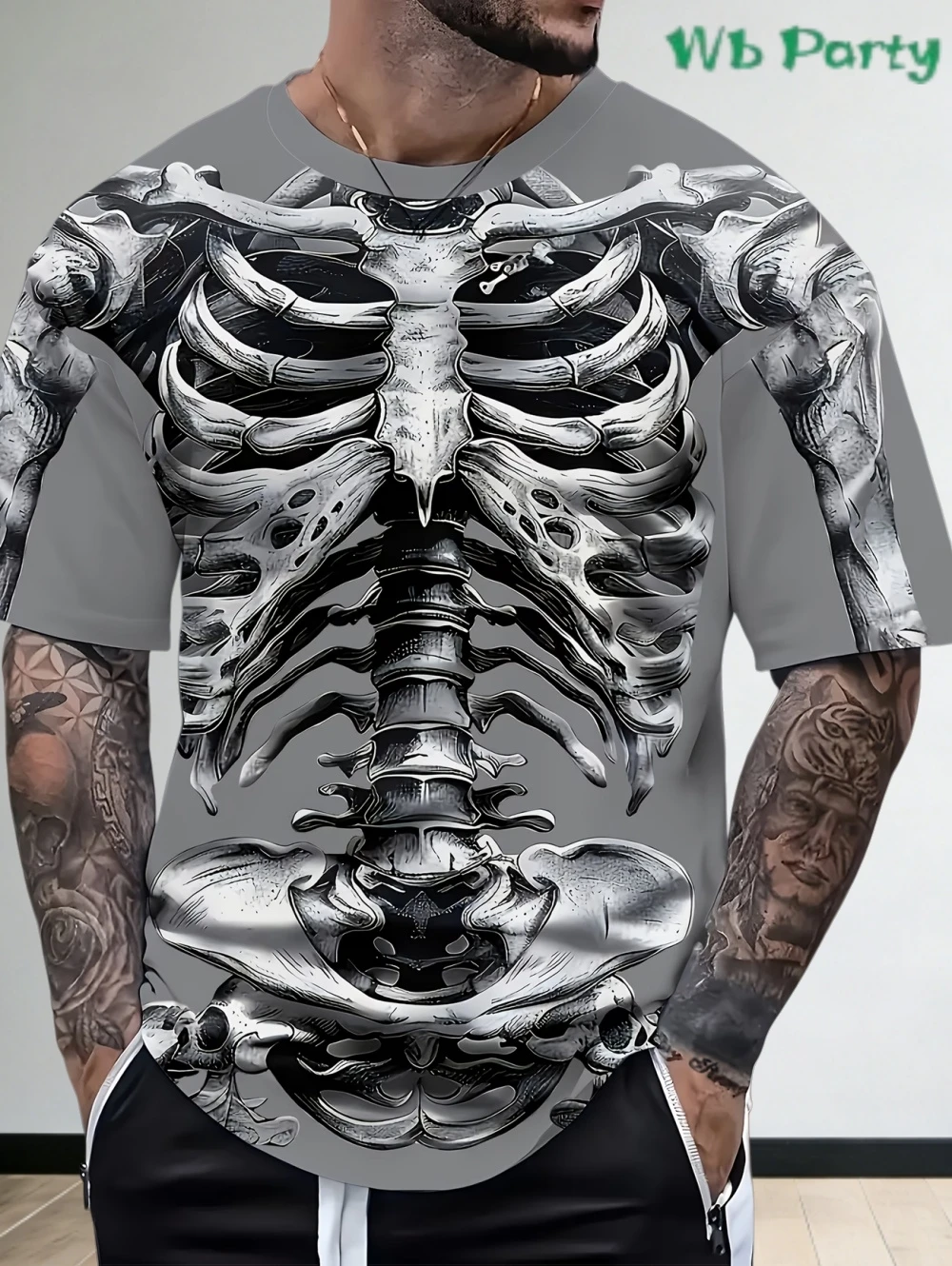 

Мужская футболка с 3D-принтом «Кости», короткий рукав, круглый вырез, для вечеринок в стиле хоррор, городская повседневная свободная одежда для мужчин