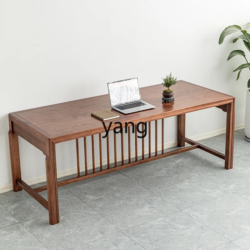 LMM solid wood kung fu meeting table log new Chinese tea table tenon and mortise craft tea table