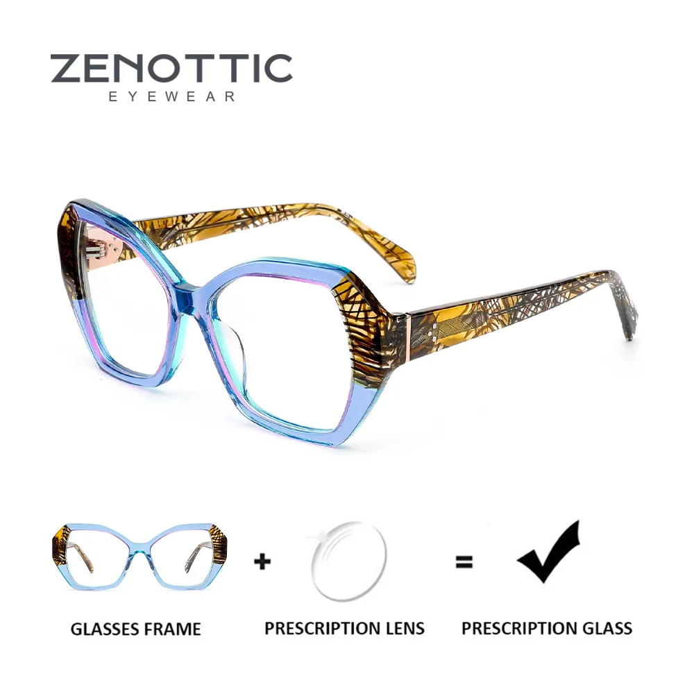 ZENOTTIC Handmade Acetate Prescription Glasses for Women Popular Butterfly Photochromic Optical Eyeglasses Progressive Eyewear