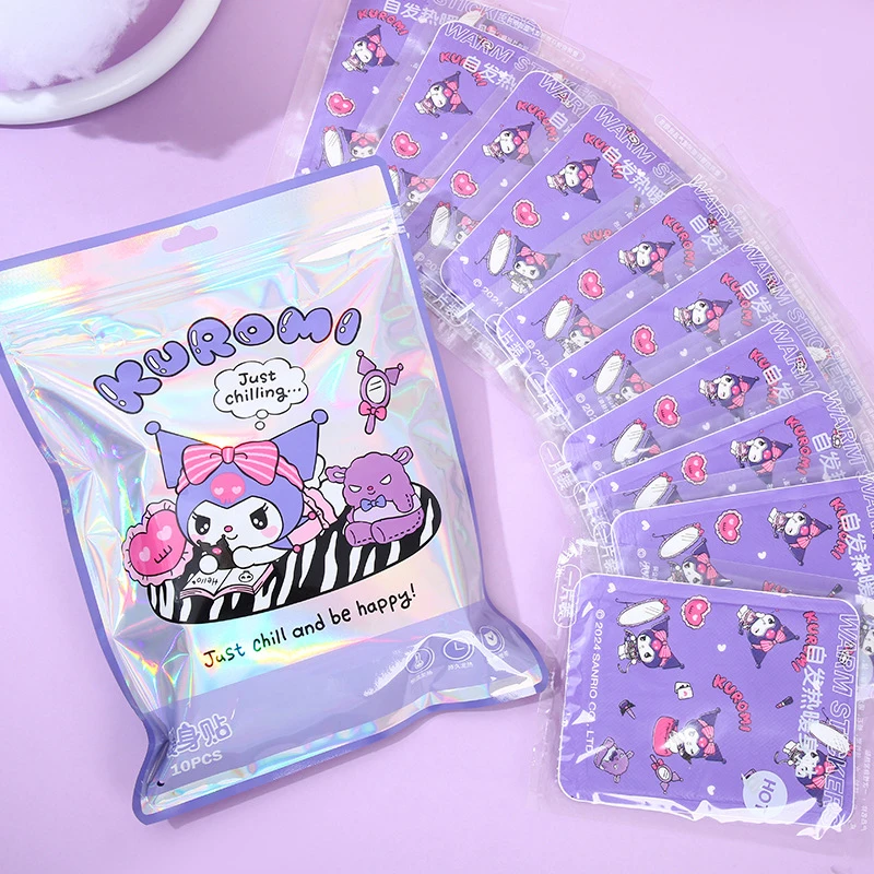 10 ชิ้น Sanrio Hello Kitty Body Warmer สติกเกอร์ Kuromi Cinnamoroll กาวความร้อน Pack ความร้อนด้วยตนเอง Patch สําหรับ Cramp Pain Relief