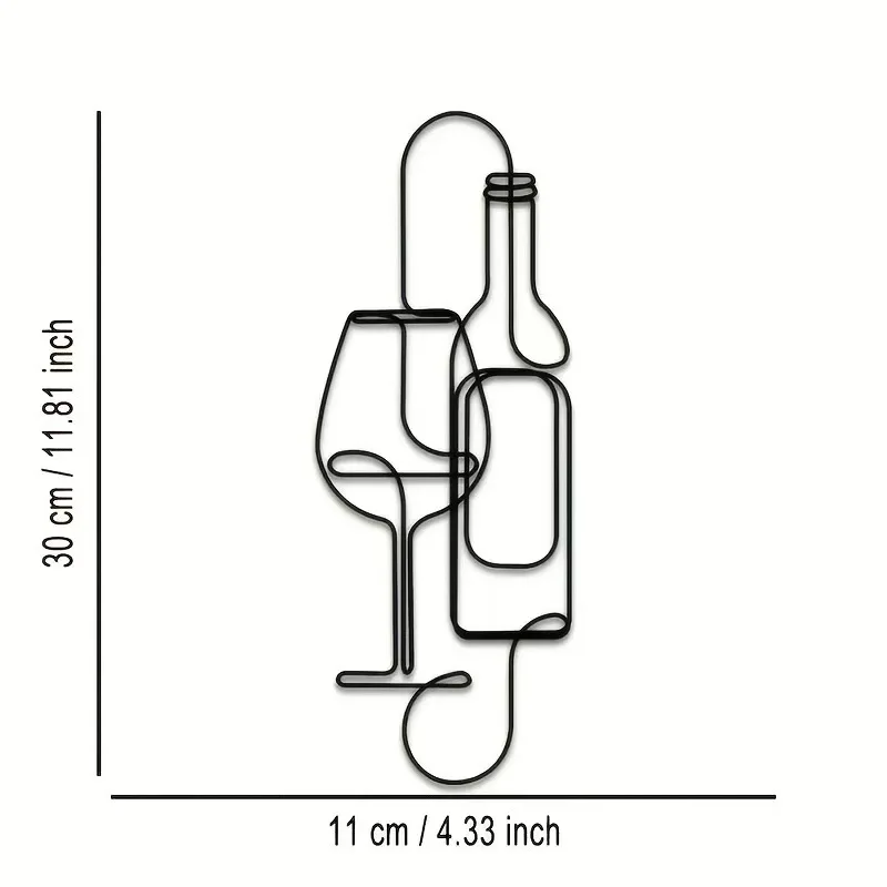 Metal Iron Art Crafts, Line Art Wine Glass Decorations, Creative Metal Wall Decor for Home, Suitable for Office, Living Room, Bedroom, Etc - view 5