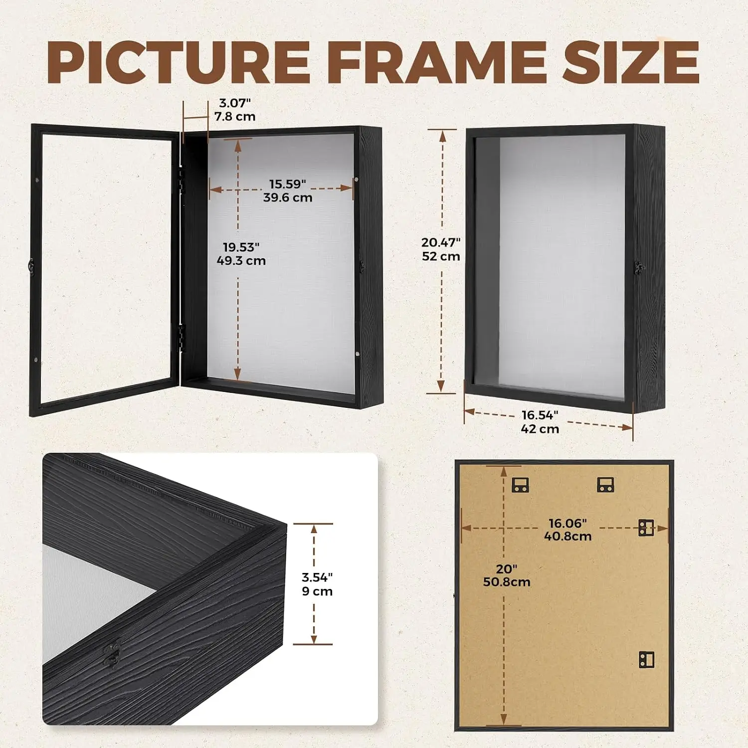 Extra Large 16x20 Shadow Box Frame, 3.54