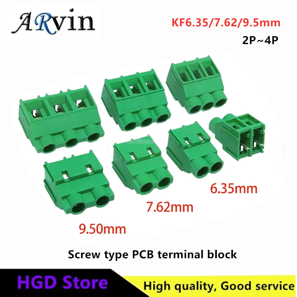 10pcs High Current Green PCB Terminal Block KF6.35mm 7.62mm 9.5mm Screw Type Connector 2P 3P 4P 30A Splice for Electronics
