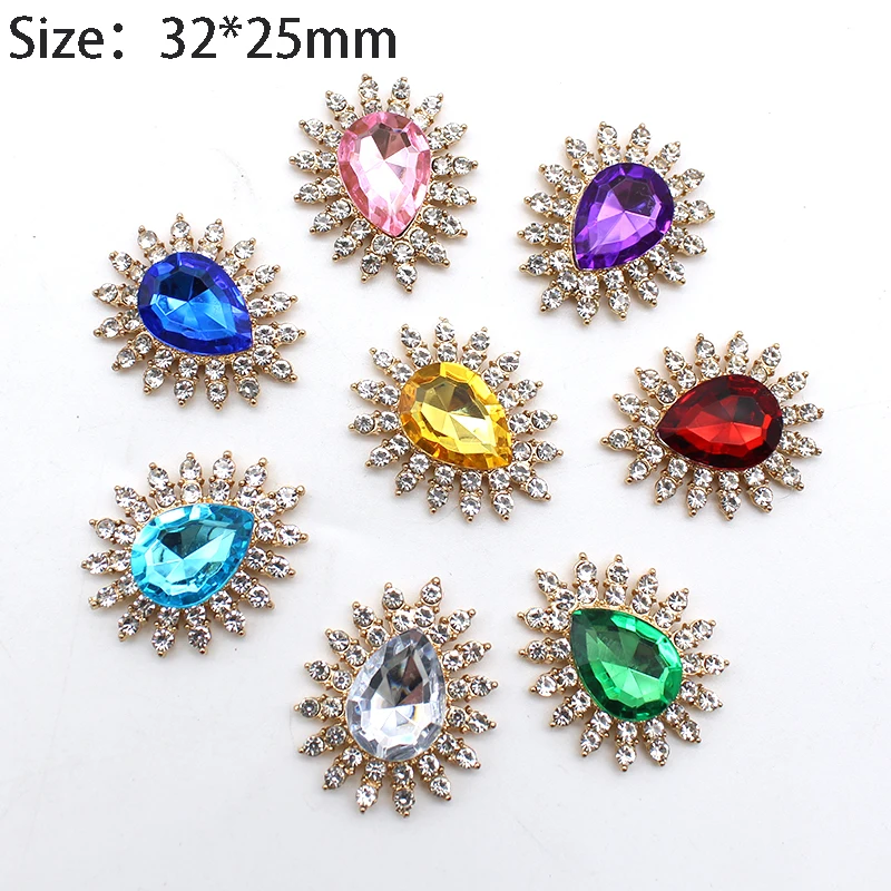 

5pcs 32*25mm drop shape acrylic alloy jewelry for party party diy rhinestone decoration crafts