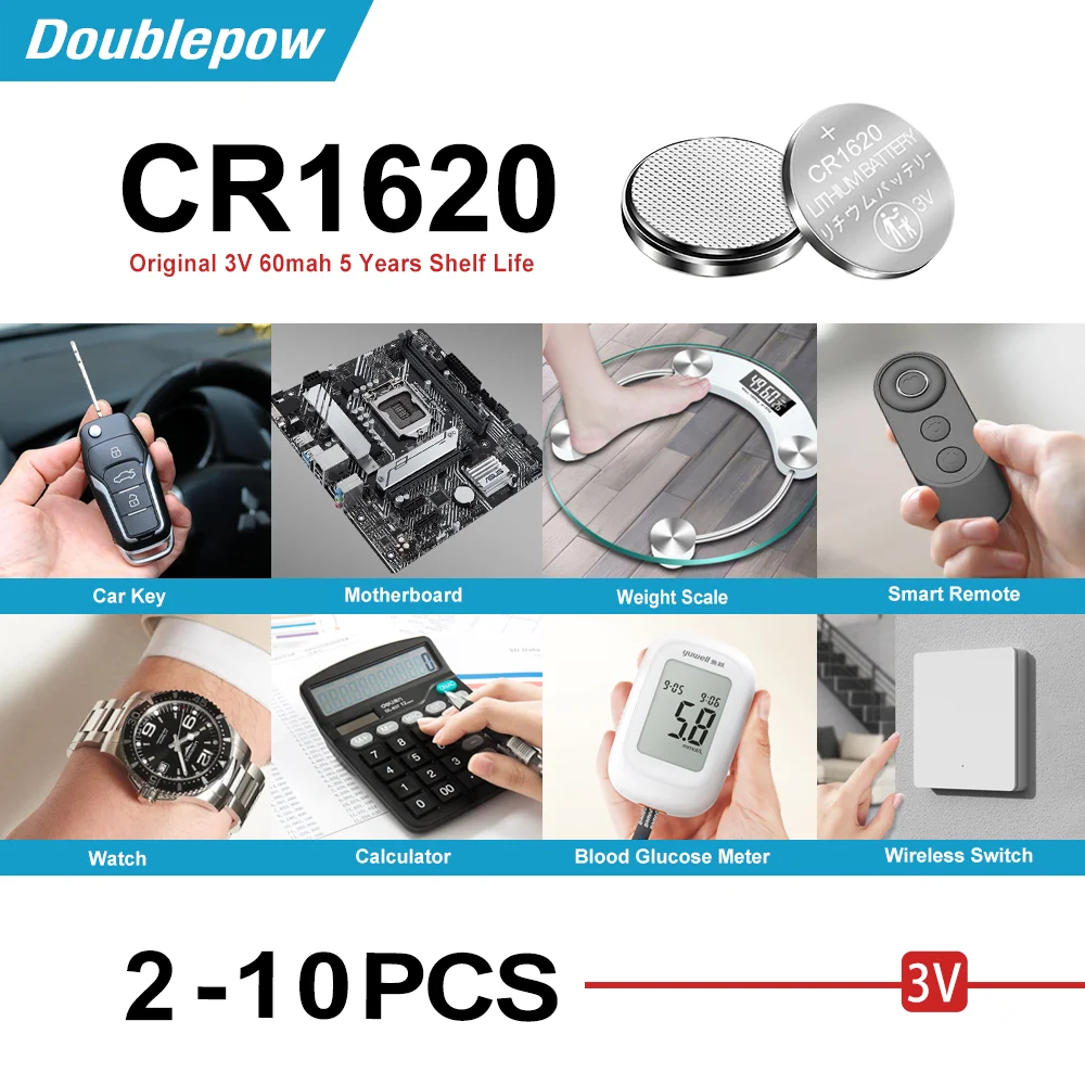Doublepow الأصلي 2-10 LR621 AG1 زر البطارية 1.5 فولت 364A LR60 164 D364 ساعة آلة حاسبة لعبة التحكم عن بعد عملة البطارية #1