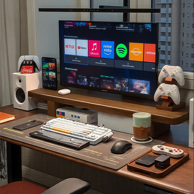 Solid wood monitor heightening rack home desktop computer office e-sports table shelf desktop storage display bracket