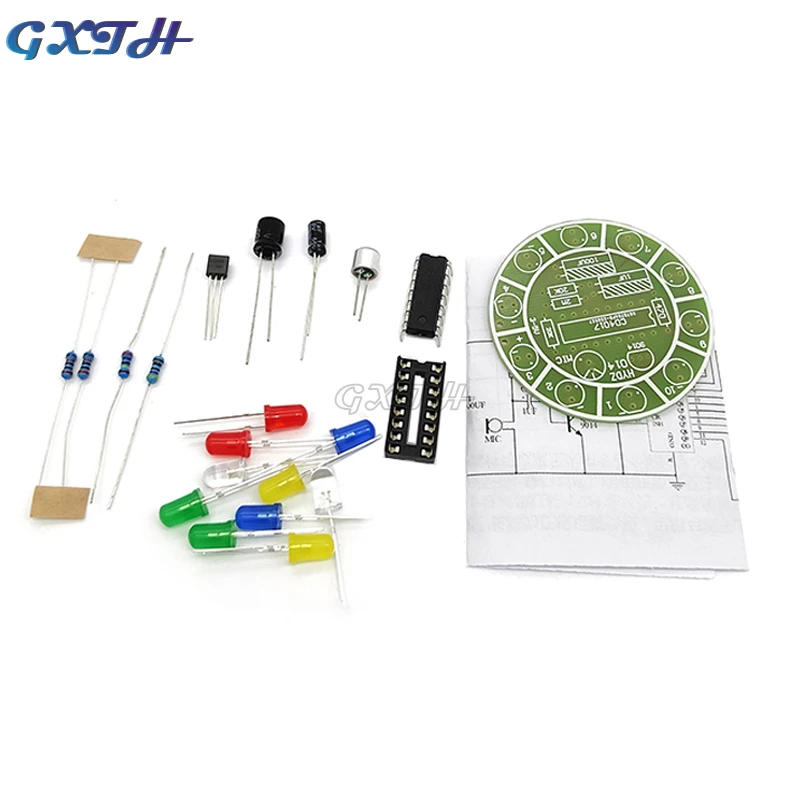 5V CD4017 Bunte Stimme Control Rotierenden LED Licht Kit Elektronische Herstellung Diy Kit Ersatzteile Student Labor