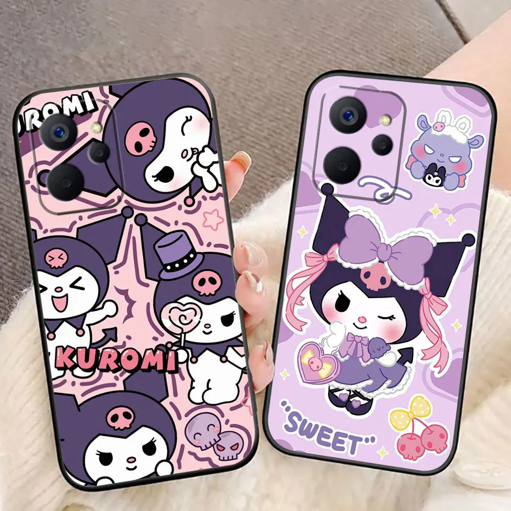Süße rosa M-Melody Kuromi individuelle Foto-Telefonhülle für OPPO Realme 14 13 12 11 10 9I 8I 7 7I 6 5I 5S Pro Plus Silikonhülle