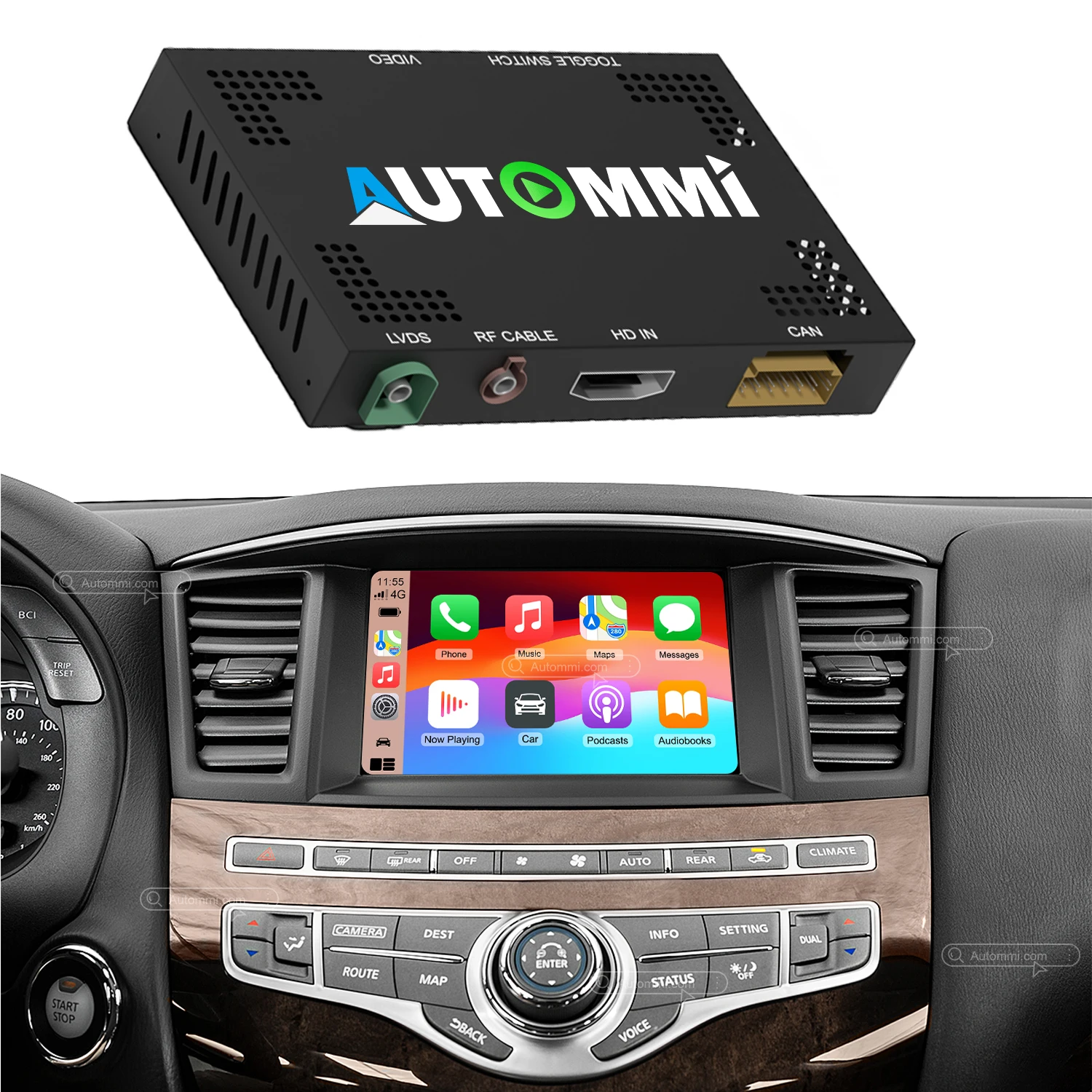 QX60 Q70 Wireless CarPlay And Android Auto Decoder Module Interface Kits For 2015-2019 Infiniti QX60 Q70