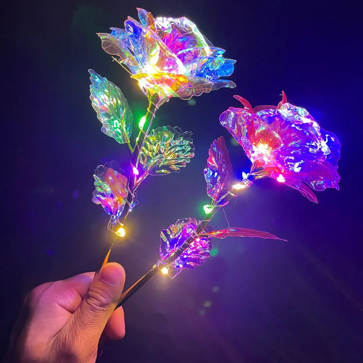 2/10pcs/Set Eternal Rose Flower LED Light Golden Foil Rose Unique Design Gift For The Wife Anniversary Mother's Day And Birthday